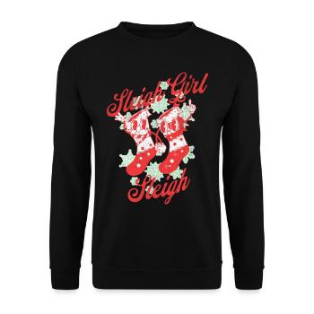 Sleigh Girl Sleigh Funny Ugly Christmas für Frauen - Unisex Pullover - Schwarz - Vorne - Alina (178cm) & Michal (187cm)