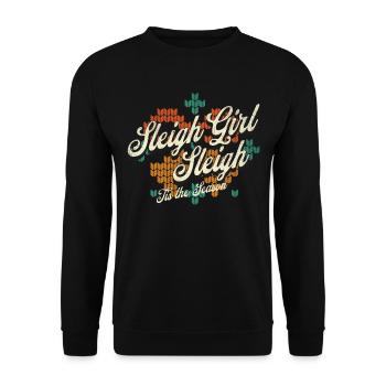 Sleigh Girl Sleigh Funny Ugly Christmas für Frauen - Unisex Pullover - Schwarz - Vorne - Alina (178cm) & Michal (187cm)