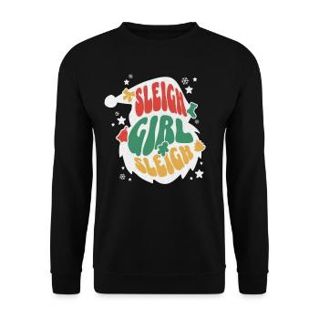 Sleigh Girl Sleigh Funny Ugly Christmas für Frauen - Unisex Pullover - Schwarz - Vorne - Alina (178cm) & Michal (187cm)