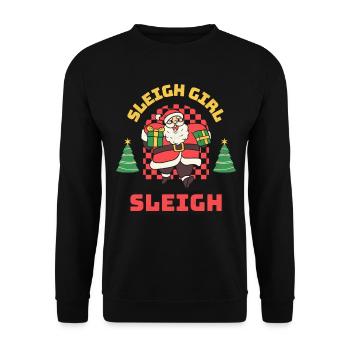 Sleigh Girl Sleigh Funny Ugly Christmas für Frauen - Unisex Pullover - Schwarz - Vorne - Alina (178cm) & Michal (187cm)