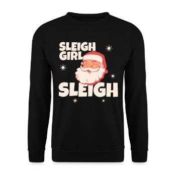 Sleigh Girl Sleigh Funny Ugly Christmas für Frauen - Unisex Pullover - Schwarz - Vorne - Alina (178cm) & Michal (187cm)