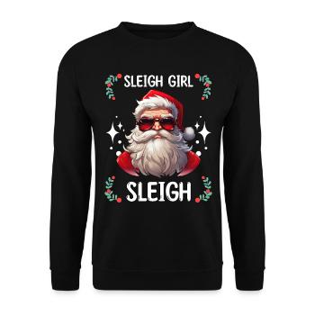 Sleigh Girl Sleigh Funny Ugly Christmas für Frauen - Unisex Pullover - Schwarz - Vorne - Alina (178cm) & Michal (187cm)