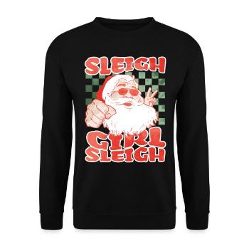Sleigh Girl Sleigh Funny Ugly Christmas für Frauen - Unisex Pullover - Schwarz - Vorne - Alina (178cm) & Michal (187cm)
