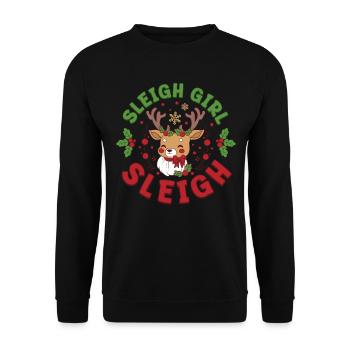 Sleigh Girl Sleigh Funny Ugly Christmas für Frauen - Unisex Pullover - Schwarz - Vorne - Alina (178cm) & Michal (187cm)