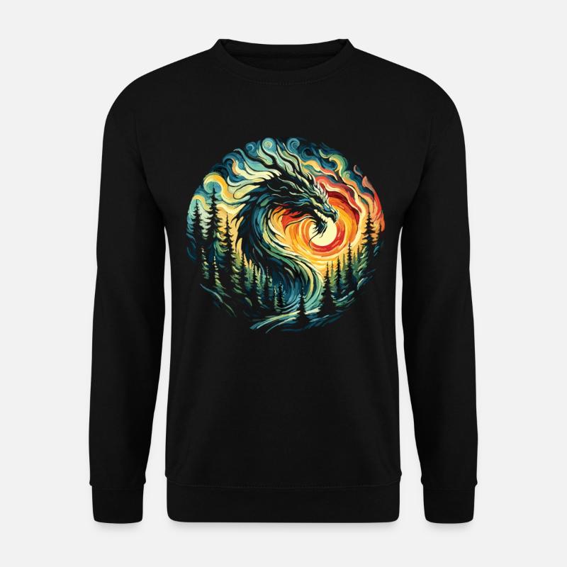 Lever de soleil avec dragon - Sweat-shirt Unisexe - noir