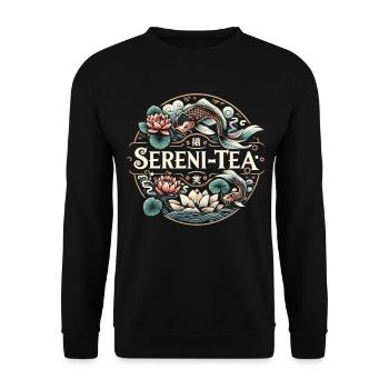 Lotus blossoms and tea enjoyment - Unisex Sweatshirt - black - Front - Alina (178cm) & Michal (187cm)