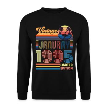 Anniversary January 1995. Gift January 1995. - Unisex Sweatshirt - black - Front - Alina (178cm) & Michal (187cm)