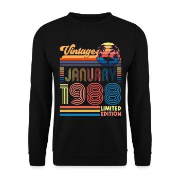 Anniversary January 1988. Gift January 1988. - Unisex Sweatshirt - black - Front - Alina (178cm) & Michal (187cm)