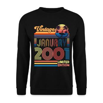 Anniversary January 2001. Gift January 2001. - Unisex Sweatshirt - black - Front - Alina (178cm) & Michal (187cm)