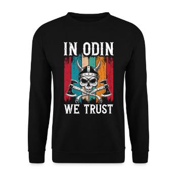 In Odin We Trust Viking - Unisex Pullover - Schwarz - Vorne - Alina (178cm) & Michal (187cm)