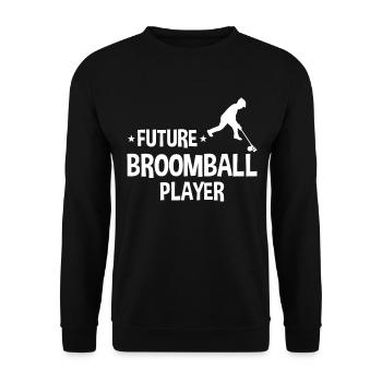 Future Broomball Player Kids Broomball Kids - Unisex Pullover - Schwarz - Vorne - Alina (178cm) & Michal (187cm)