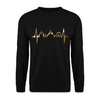 Helsinki Skyline Herzschlag Finnisch Love Finnland - Unisex Pullover - Schwarz - Vorne - Alina (178cm) & Michal (187cm)