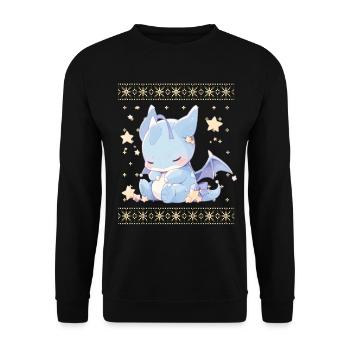 Kawaii Dragon in Ugly Christmas Sweater Style - Unisex Sweatshirt - black - Front - Alina (178cm) & Michal (187cm)