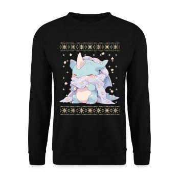 Kawaii Dragon in Ugly Christmas Sweater Style - Unisex Sweatshirt - black - Front - Alina (178cm) & Michal (187cm)