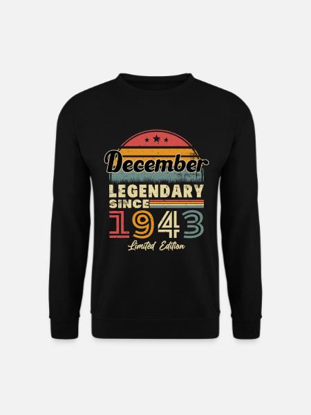 Dezember 1943 Vintage Retro Geburtstagsgeschenk - Unisex Pullover - Schwarz