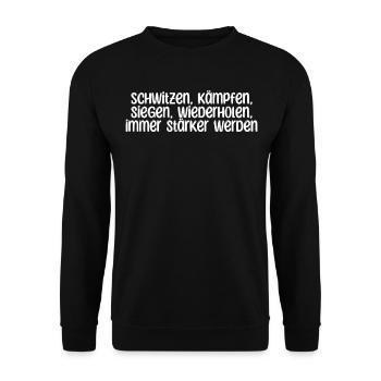 Fitness - Schwitzen, kämpfen, siegen, - Unisex Pullover - Schwarz - Vorne - Alina (178cm) & Michal (187cm)