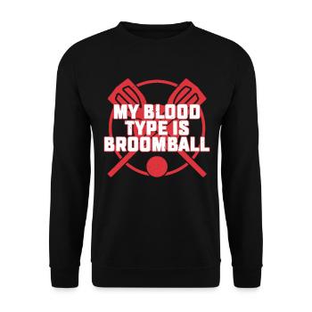 Funny Broomball - Mon groupe sanguin est Broomball - Sweat-shirt Unisexe - noir - Devant - Alina (178cm) & Michal (187cm)