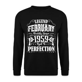 Février 1959. Cadeau d'Anniversaire février 1959. - Sweat-shirt Unisexe - noir - Devant - Alina (178cm) & Michal (187cm)