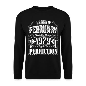 Février 1979. Cadeau d'Anniversaire février 1979. - Sweat-shirt Unisexe - noir - Devant - Alina (178cm) & Michal (187cm)