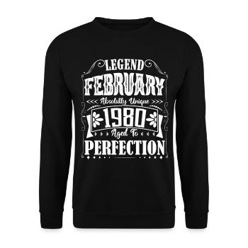 February 1980. February 1980 Birthday Gift. - Unisex Sweatshirt - black - Front - Alina (178cm) & Michal (187cm)