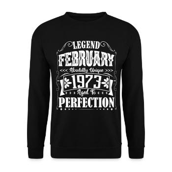 February 1973. February 1973 Birthday Gift. - Unisex Sweatshirt - black - Front - Alina (178cm) & Michal (187cm)
