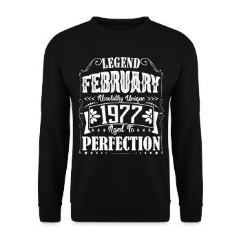 Février 1977. Cadeau d'Anniversaire février 1977. - Sweat-shirt Unisexe - noir - Devant - Alina (178cm) & Michal (187cm)