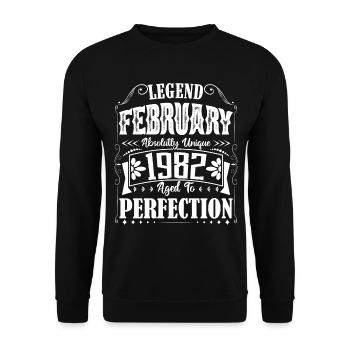 February 1982. February 1982 Birthday Gift. - Unisex Sweatshirt - black - Front - Alina (178cm) & Michal (187cm)