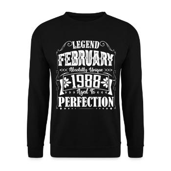 Février 1988. Cadeau d'Anniversaire février 1988. - Sweat-shirt Unisexe - noir - Devant - Alina (178cm) & Michal (187cm)
