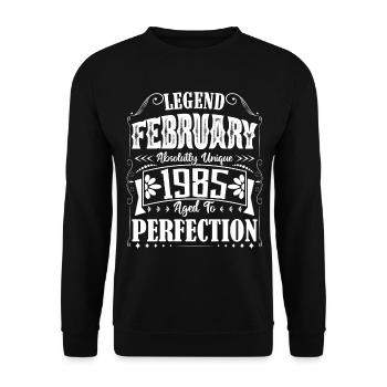February 1985. February 1985 Birthday Gift. - Unisex Sweatshirt - black - Front - Alina (178cm) & Michal (187cm)
