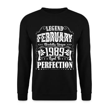 February 1989. February 1989 Birthday Gift. - Unisex Sweatshirt - black - Front - Alina (178cm) & Michal (187cm)