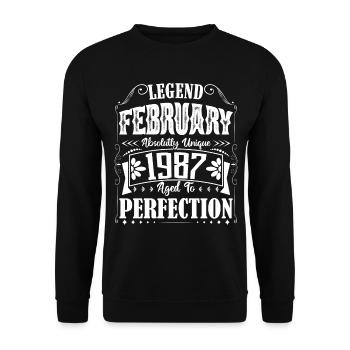 February 1987. Birthday Gift February 1987. - Unisex Sweatshirt - black - Front - Alina (178cm) & Michal (187cm)