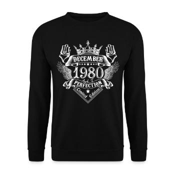 Dezember 1980 | Dezember 1980 Geburtstag 1980 - Unisex Pullover - Schwarz - Vorne - Alina (178cm) & Michal (187cm)