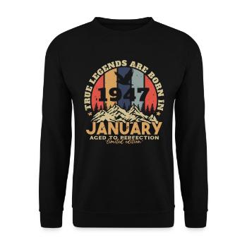 Birthday Gift Born In January 1947 - Unisex Sweatshirt - black - Front - Alina (178cm) & Michal (187cm)