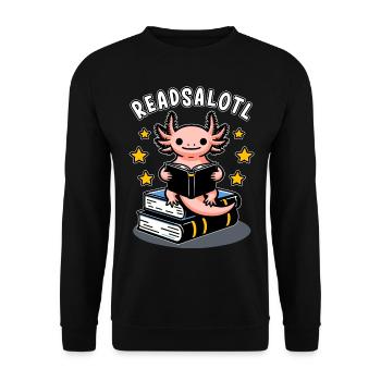 Axolotl lecture rat de bibliothèque Readalotl amphibien Kawaii - Sweat-shirt Unisexe - noir - Devant - Alina (178cm) & Michal (187cm)