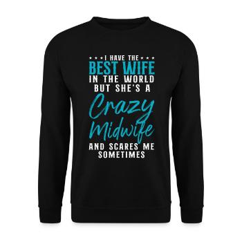 Infirmière Sage-femme Accoucheuse Femme - Sweat-shirt Unisexe - noir - Devant - Alina (178cm) & Michal (187cm)