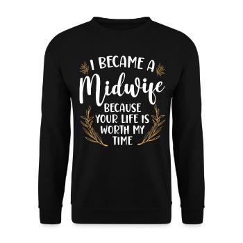 Infirmière sage-femme accoucheuse I - Sweat-shirt Unisexe - noir - Devant - Alina (178cm) & Michal (187cm)