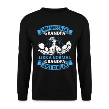 Arm Wrestler Grandpa Arm Wrestling Grandpa Armwres - Unisex Pullover - Schwarz - Vorne - Alina (178cm) & Michal (187cm)