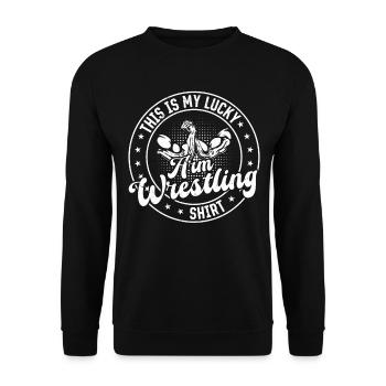 C’est ma chemise de bras de fer porte-bonheur - Sweat-shirt Unisexe - noir - Devant - Alina (178cm) & Michal (187cm)