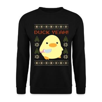 Duck with Knife Meme - Duck yes Ugly Christmas - Unisex Sweatshirt - black - Front - Alina (178cm) & Michal (187cm)