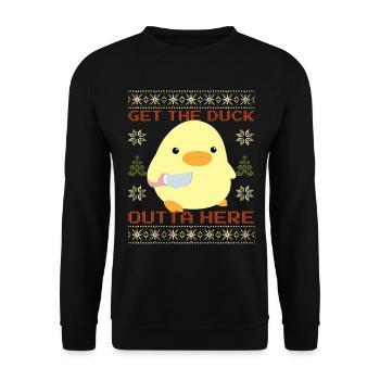 Duck with Knife Meme - Get the Duck Ugly Christmas - Unisex Sweatshirt - black - Front - Alina (178cm) & Michal (187cm)