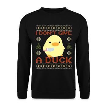 Duck With Knife Meme Don't Give a Duck Christmas - Unisex Sweatshirt - black - Front - Alina (178cm) & Michal (187cm)