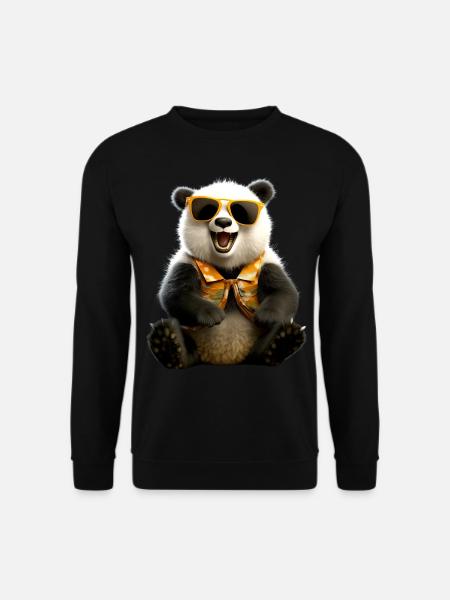 Panda Bär Sonnenbrille Pandas Liebe Süßer Pandabär - Unisex Pullover - Schwarz