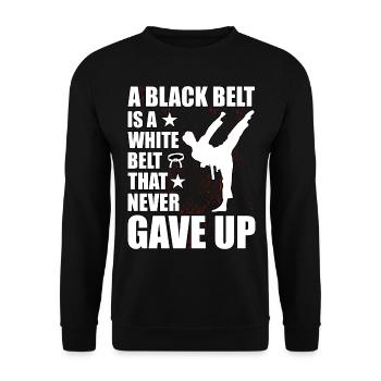 A Black Belt is a White Belt that never gave up - Unisex Sweatshirt - black - Front - Alina (178cm) & Michal (187cm)