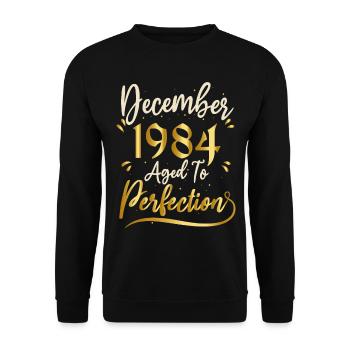 Dezember 1984 Dezember Jahrestag Dezember 1984 - Unisex Pullover - Schwarz - Vorne - Alina (178cm) & Michal (187cm)