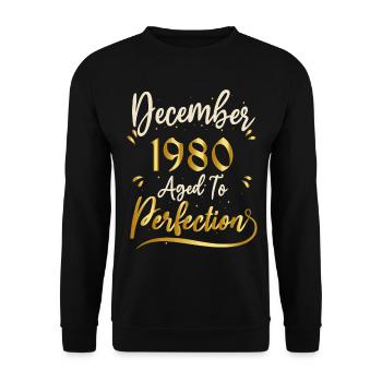 Décembre 1980 Décembre anniversaire December 1980 - Sweat-shirt Unisexe - noir - Devant - Alina (178cm) & Michal (187cm)