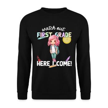 Funny Elementary School Girl School Enrollment Saying - Unisex Sweatshirt - black - Front - Alina (178cm) & Michal (187cm)