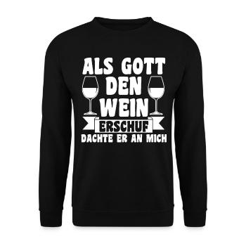 Als Gott Den Wein Erschuf Dachte Er An Mich - Unisex Pullover - Schwarz - Vorne - Alina (178cm) & Michal (187cm)