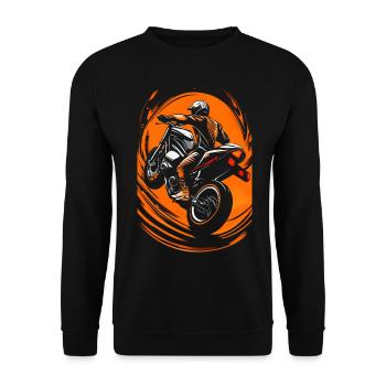 Biker Motorradfahrer - Unisex Pullover - Schwarz - Vorne - Alina (178cm) & Michal (187cm)