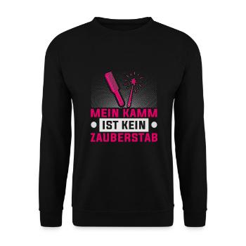 Friseurin Barber Frisörin Friseursalon - Unisex Pullover - Schwarz - Vorne - Alina (178cm) & Michal (187cm)