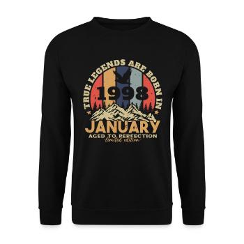 Geburtstagsgeschenke, geboren im Januar 1998 - Unisex Pullover - Schwarz - Vorne - Alina (178cm) & Michal (187cm)